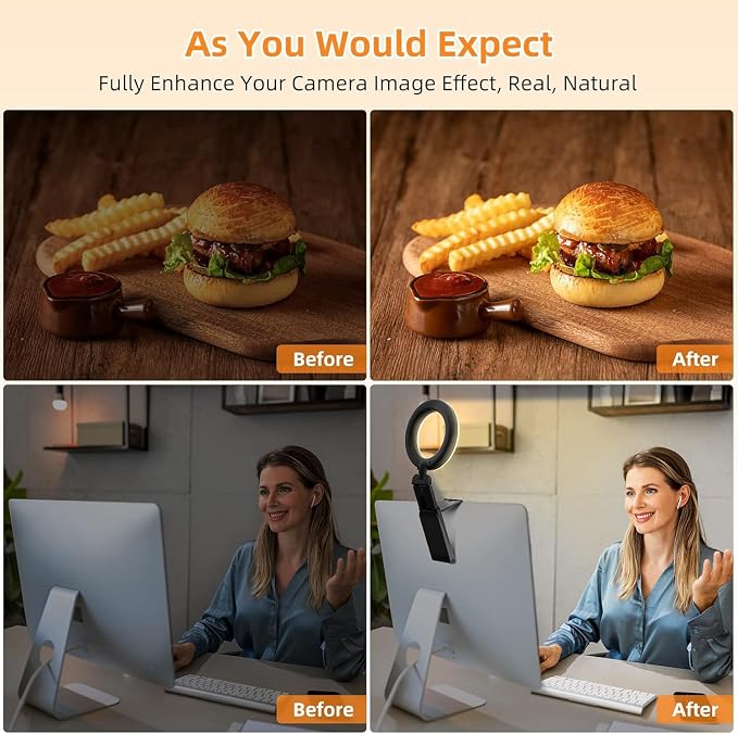 Evershop Ring Light for Laptop Desk Clip On,Small Computer Video Conference Lighting with Stand for Phone/Webcam/Monitor,5" Portable Mini LED Selfie Light Desktop for Zoom Meeting/Video Call/Recording - Image 8