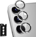 for Samsung Galaxy S25 Camera Lens Protector, Individual Metal Ring Tempered Glass Lens Cover, [Strong Adsorption] Scratch Resistant Ultra-Thin HD Clear Lens Cover, 1 Set-Silvery Sparkly by Btscase