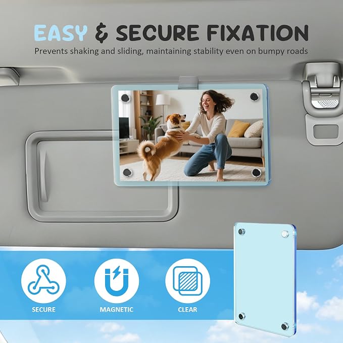 2 Pack Car Picture Holder, Magnetic Sun Visor Photo Clip, Car Picture Frame | 2.36 x 3.54 Green Acrylic Photo Holder, Keeps Photos Secure on your Sun Visor, Personalized Car Interior Display - Image 3