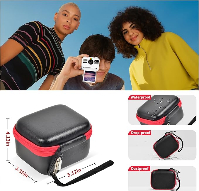ANKHOH Case for Polaroid Go Gen 2/3, for Polaroid Go 9035/9071/9070 | PU shell with padded interior and removable wrist strap stores film, photos and cables, Case Only - Image 3