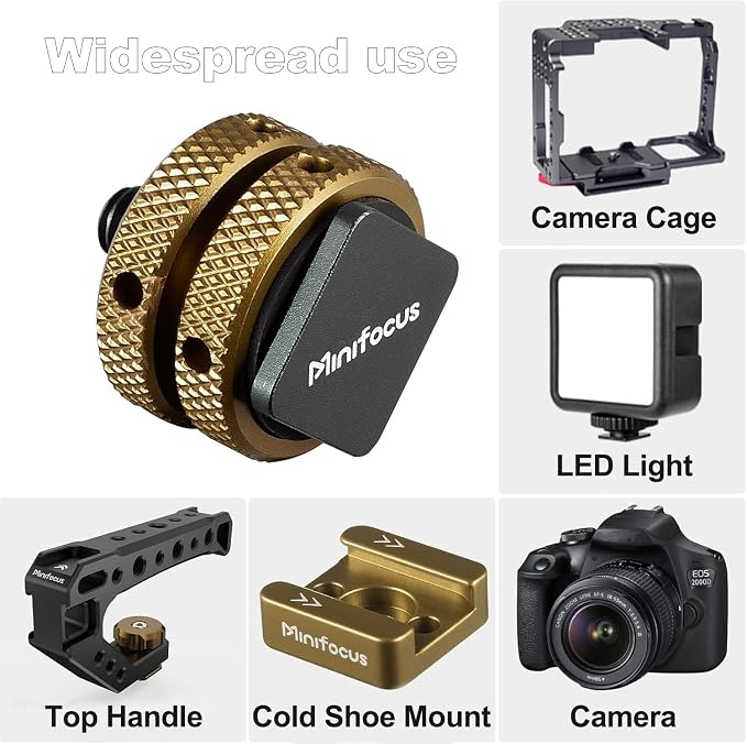 MINIFOCUS Camera Hot Shoe Mount Adapter, Double Nut with 1/4" and 3/8" Aluminum Alloy Tripod Screw Flash Shoe Mount for LED Monitors, Microphone, DSLR Field Monitor (Pack of 2) | Double Nut with 1/4" and 3/8" Aluminum Alloy Tripod Screw Flash Shoe Moun... - Image 4
