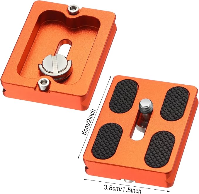 Frienda Quick Release Plate Tripod 1/4-20 DSLR,Pu50,Orange | Tripod Mount Plate, Camera Tripod Mount for DSLR Camera Tripod Ball Head , Metal, 1.9 x 1.5 x 0.4 Inch - Image 2