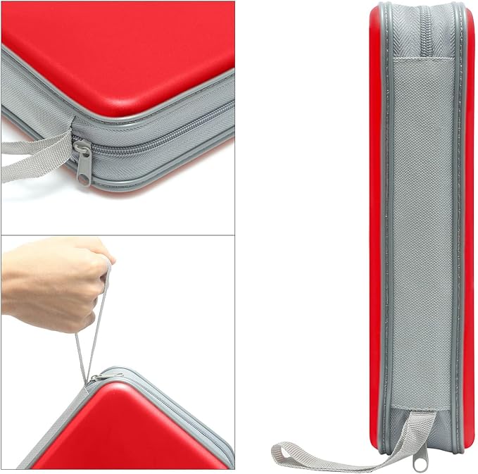 Siveit CD Case Holder, 80 Capacity CD/DVD Case Holders Wallet Hard Plastic CD DVD Disc Cases Storage Binder for Car Home Office Travel (Red) - Image 3