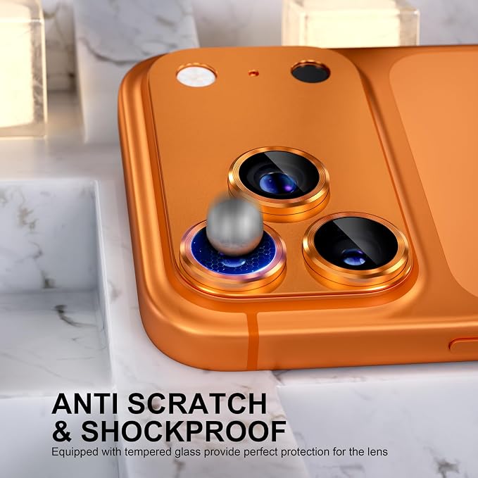 Choiche for iPhone 17 Pro Max Camera Lens Protector, Orange | Metal Camera Cover with 9H Tempered Glass Lens Screen Protector Accessories, Strong Adsorption, Case-Friendly, 6.9-inch - Image 3