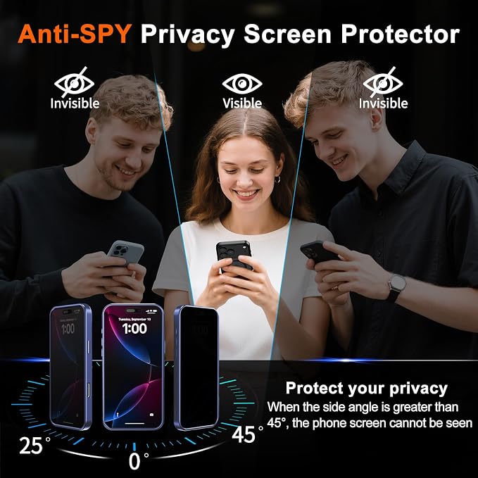 for iPhone 14 Pro Max Case with Privacy Screen Protector,Light Blue | Full Camera Protection, Translucent Matte Magnetic, Compatible with MagSafe, Shockproof Phone Cover, Slim Fit - Image 7