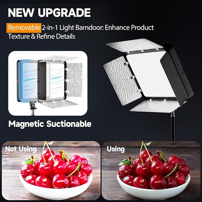 EMART 2-Pack LED Video Light Kit with Phone Holder & Barndoor | 2800-7000K Dimmable Studio Lights, 73'' Streaming Light for Video Recording, YouTube, Vlog, Photography, Content, Podcast - Image 2