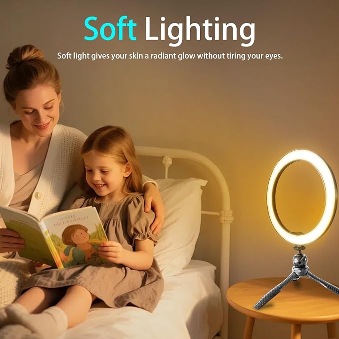 10" Desk Ring Light with Stable Tripod & Phone Holder, 120 LEDs 5-Color 10-Level Dimmable, Wireless Bluetooth Remote, Phone Selfie Light for Desk/Zoom/YouTube/TikTok - Image 5