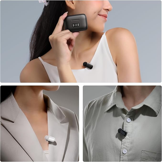 ULANZI A200 Mini Mic Wireless Lavalier Lapel Microphone for iPhone 17/16/15 Type-C, 48kHz/24-bit, Plug & Play, Smart Noise Cancelling, Digital Display, 30H Battery for Video Recording(White + Black) - Image 8