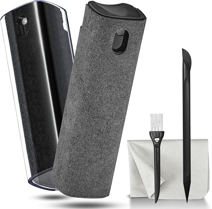 2 Pack Screen Cleaner Spray and Wipe for Laptop Monitor and Car Screens, Phone Touchscreen Mist Cleaning Kit for Cellphone, Tablet, PC, Computer, LCD, Eyeglass, iPhone, iPad, Mac Pro - Black and Grey by walrfid