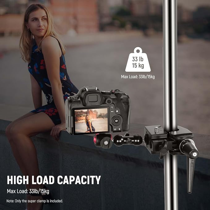 NEEWER Super Clamp with 5/8" Stud, Spring Lock, 2.4"/6cm Jaw Grip Heavy Duty Crab Pole Clamp for Round Pipe Flat Surface, for Photography Studio Camera & Lighting Mounting, Max Load 33lb/15kg, UA017 | Heavy Duty Crab Pole Clamp, for Round Pipe Flat Sur... - Image 7