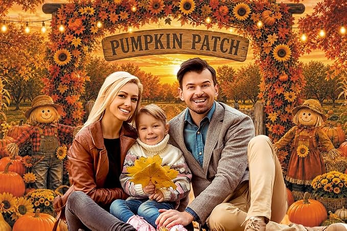 Fall Pumpkin Patch Backdrop 10x8ft Thanksgiving Harvest Photo Backdrops | Autumn Scarecrow Sunflower Photography Background Fall Pumpkin Leaves Theme Baby Shower Party Decorations Photo Booth Props - Image 6