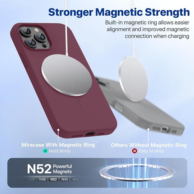 Miracase Magnetic for iPhone 13 Pro Case, Silicone, Soft Microfiber Lining - Image 5