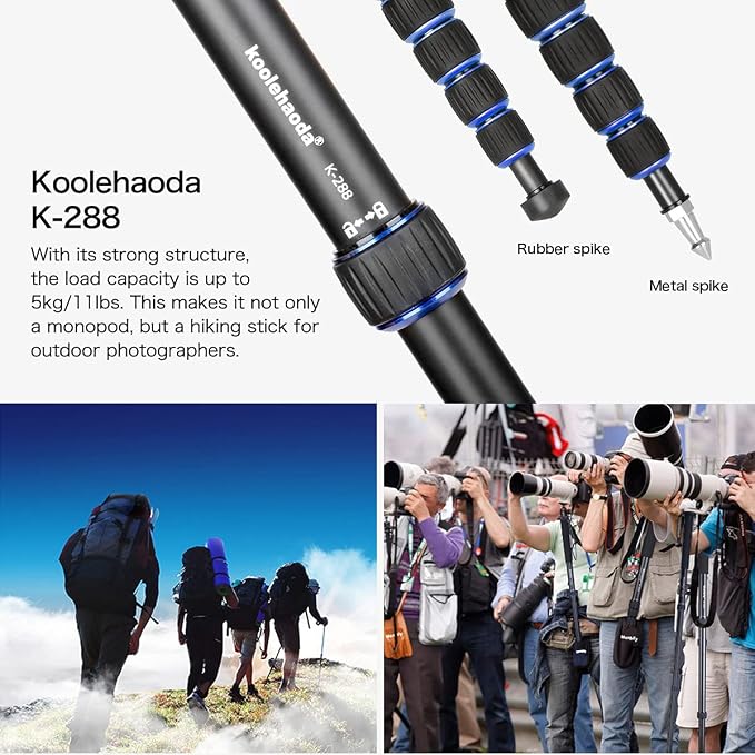Koolehaoda Extendable Camera Monopod with Foldable Stand Base | 5-Section Height 66" Aluminium Photography Monopod for DSLR Canon Nikon Sony Video Camcorder, Maximum Load of 5 kg - Image 6