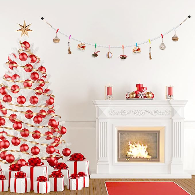 KLOGTSIND Hanging Photo Display with Clips, Wood Bead Garland Wall Decor | Photo String Banner with 10 Clips for Bedroom Room Dorm Cubicle, Picture Cards Artwork Display, Christmas Teen Girls Gifts - Image 7