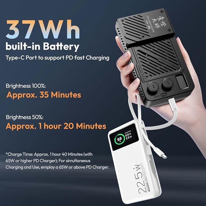 ULANZI 40W Portable RGB Video Light, 5000mAh Rechargeable LED Camera Light, 20 Scene Modes, 2700-6500K Mini Studio Lighting for YouTube, Vlogging, Live Streaming, Photography - Image 8