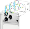 Dengduoduo 3 Pack Camera Lens Protector for iPhone 17 Pro, Tempered Glass, Ultra HD, 9H Hardness, Anti-Scratch, Case Friendly,[No Affect on Night Shots], Glitter Colorful by Dengduoduo