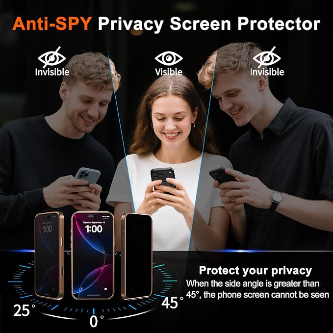for iPhone Air Case with Privacy Screen Protector, Brown | Full Camera Protection, Magnetic, Compatible with MagSafe, Translucent Matte Shockproof Phone Cover for iPhone 17 Air - Image 3