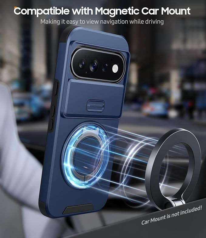 JAME for Google Pixel 10/10 Pro/11/11 Pro Case, Stand & Slide Camera Cover | Ring Holder Kickstand, Screen Protectors, Dual-Layer Shockproof Protective, Magnetic Accessory Friendly Phone Case, Blue - Image 6