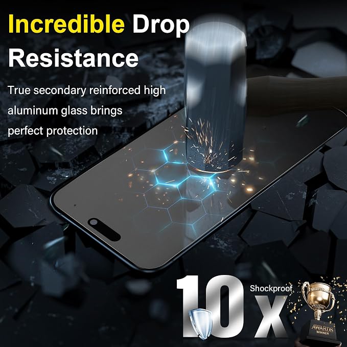 YWXTW 2 Pack Matte Screen Protector for iPhone 15 Pro 6.3 Inch + 1 Set Camera Lens Protector, Anti Glare Anti Fingerprint 15 Pro Glass Screen Protector, Bubble Free, Smooth as Silk - Image 5