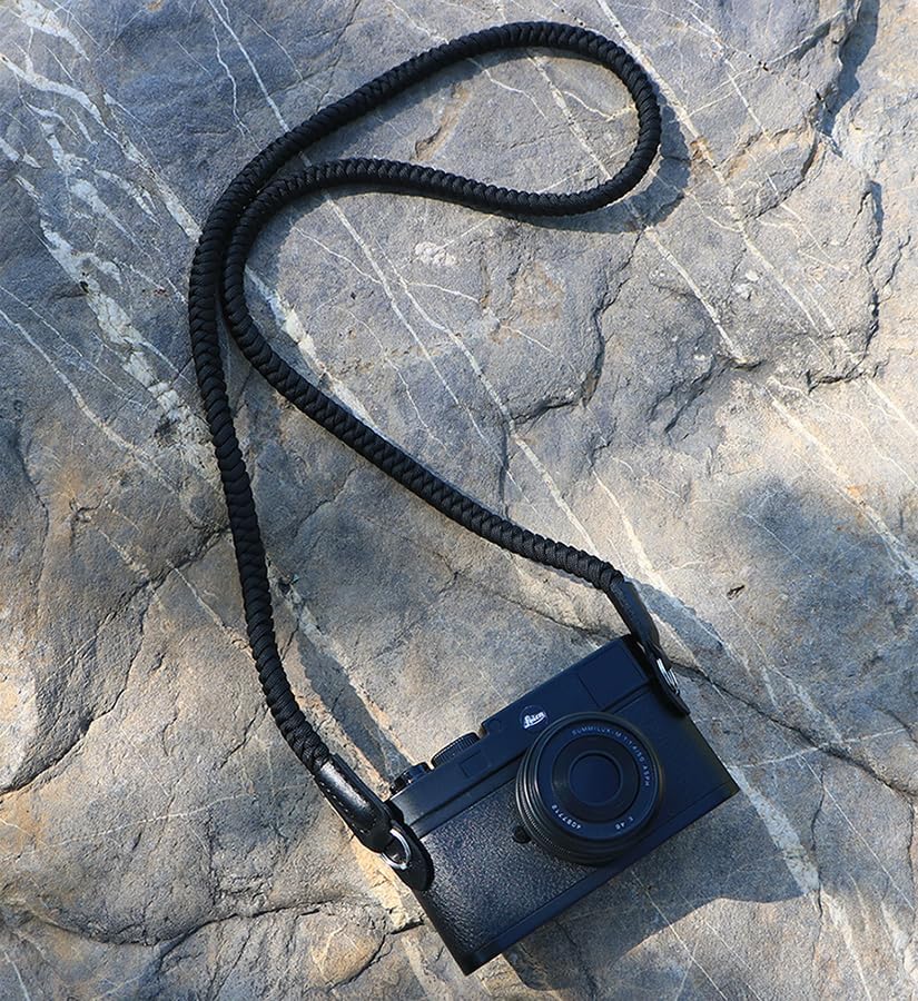 Paracord Camera Strap Long Camera Neck Shoulder Strap for SLR DSLR Digital Mirrorless Cameras 47inch/120cm Black - Image 2