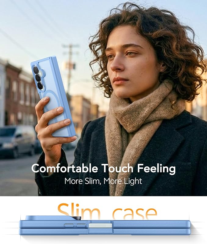 FNTCASE for Samsung Galaxy Z Fold 7 Case, Hinge Protection, Fit for Magsafe | with Screen Protector, Translucent Matte Magnetic Back, 18FT Military Grade Drop Proof, Protective Phone Cover, Light Blue - Image 8