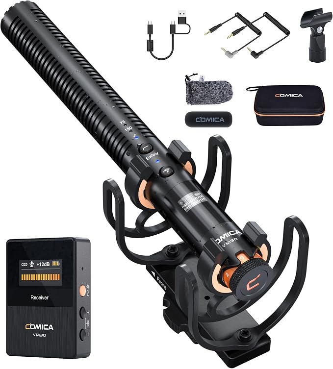 COMICA VM30 Wireless Shotgun Microphone for iPhone Canon Nikon Sony Camera | Wired&Wireless Modes, Noise Cancellation, Safety Mode, 48H Working, 328ft Range, Video Mic for Film Podcasting Live Streaming - Image 9