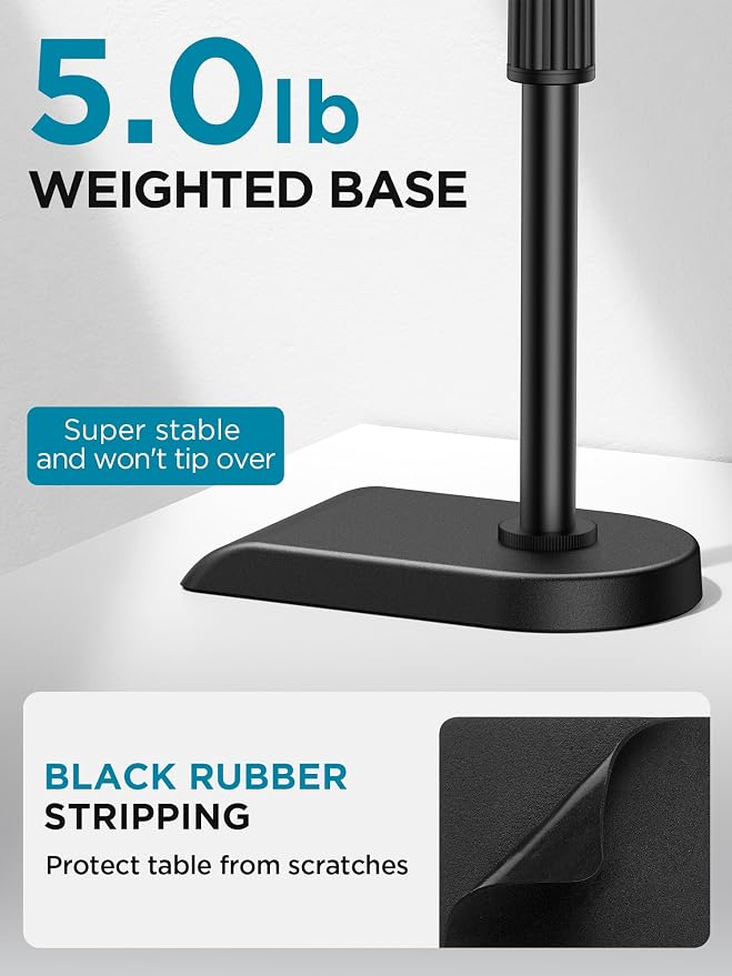 InnoGear 2 Set Mic Stand Desk Boom Arm Microphone Stand for Blue Yeti | for Shure Fifine Guitar Amps, 4.4lb Weight Capacity, Arm Swivel Sideways, Stable, Extendable, Adjustable, Cable Clip Included - Image 3