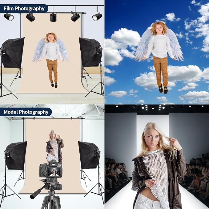 Beige Photo Backdrop for Photoshoot Solid Color Background 6x9 ft | Cream Photography Photobooth Curtain for Headshot, Homestudio, Portrait, Video, Meeting, Easy to Install, Washable Fabric - Image 3