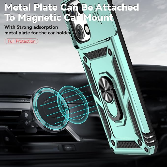 for Motorola Moto G 2025 / Moto G 2026 / Moto G Play 2026 Case, with Slide Camera Cover HD Screen Protector [Military Grade 16ft. Drop Tested] Ring Holder Kickstand Protective Phone Case, Dark Green - Image 3