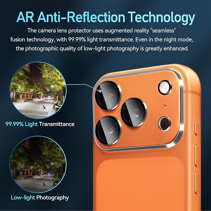 ivoler Camera Lens Protector for iPhone 17 Pro 6.3'', 4-Pack | Screen Protector Tempered Glass[Case Friendly][New version],Scratch-Resistant,Easy Installation,Clear+Black Circle - Image 5