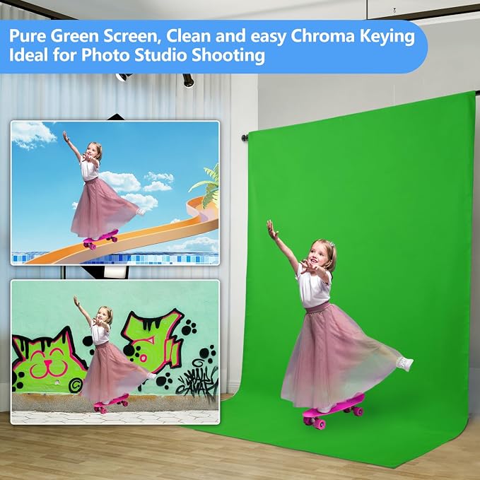 Hemmotop Chromakey Green Screen Backdrop, 5x7ft Small Background Fabric | Solid Chroma Green, Polyester Cloth, Perfect for Streaming Video Calls Zoom Studio, Ideal for Content Creators, Photography - Image 4