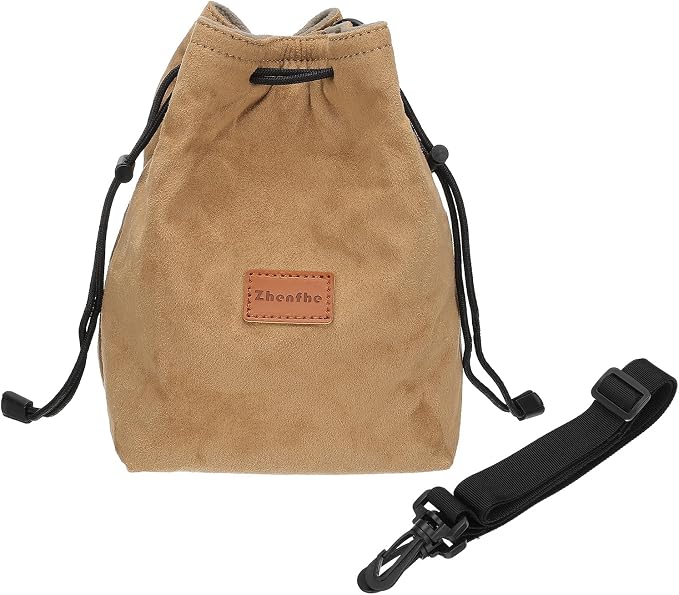 Patikil XL Size Drawstring Lens Case Flannel Camera Handbag with Adjustable Shoulder Strap for DSLR Lens, Yellow by PATIKIL