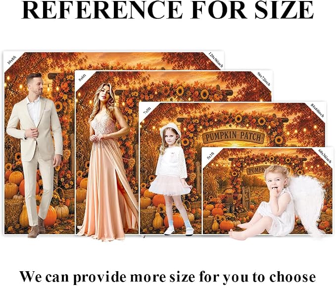 Fall Pumpkin Patch Backdrop 8x6ft Thanksgiving Autumn Harvest Scarecrow Sunflower Photography Background Fall Pumpkin Leaves Theme Baby Shower Party Decorations Photo Booth Props Vinyl - Image 7
