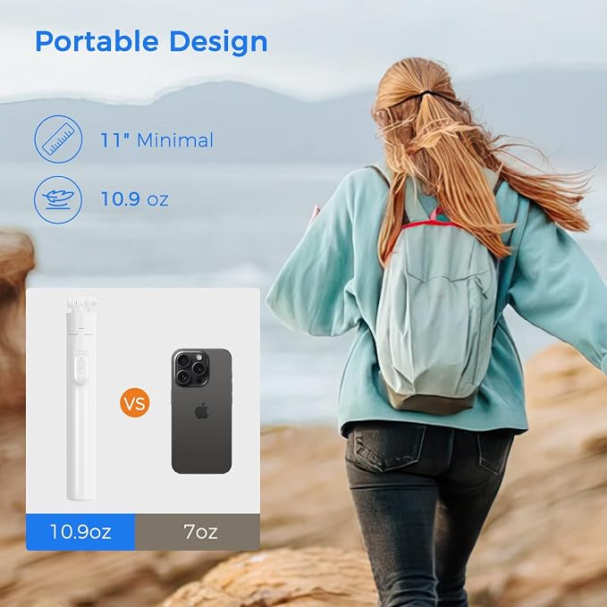 Selfie Stick Tripod for Phone with Remote Control & Holder, 63 Inch, White | Extendable Selfie Stick Travel for iPhone, iPhone Tripod for Video Recording - Image 5
