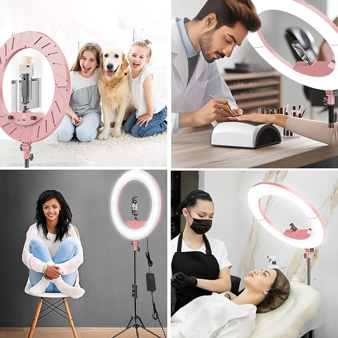 Ring Light 18 INCH Kit,55W6700k Dimmable LED Light, Tripod Stand, Remote Controller,Box for Camera,Smartphone,YouTube,TikTok,Self-Portrait Shooting,CRI95 (Pink) - Image 6