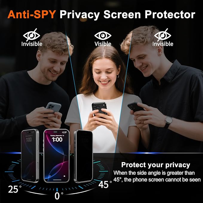 for iPhone 16 Pro Max Case with Privacy Screen Protector, Gray | Full Camera Protection, Matte Magnetic, Compatible with MagSafe, Translucent Shockproof Phone Case for iPhone 16 ProMax - Image 7