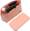 Doxo Purse Organizer Insert for Handbags & Base Shaper 2pc Set, Felt Neverfull PM Organizer Insert, Tote Bag Organizer with Zipper Pocket and Bottle Holder, Fit Neverfull PM and More, Pink-M by Doxo