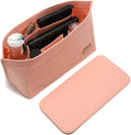 Doxo Purse Organizer Insert for Handbags & Base Shaper 2pc Set, Felt Neverfull MM Organizer Insert, Tote Bag Organizer with Zipper Pocket and Bottle Holder, Fit Speedy 30 Neverfull MM and More,Pink-L by Doxo
