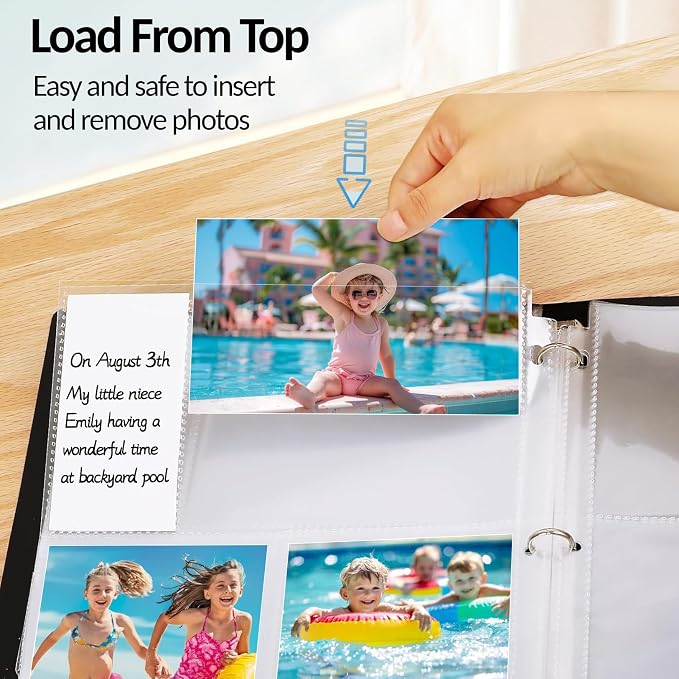 Fabmaker 35 Pack 4x6 Photo Sleeves for 3 Ring Binder, Hold 210 Photos | Clear Plastic Binder Sleeves, Photo Album Refill Pages, Acid Free Archival Page Protector, Binder Inserts for Postcard - Image 7