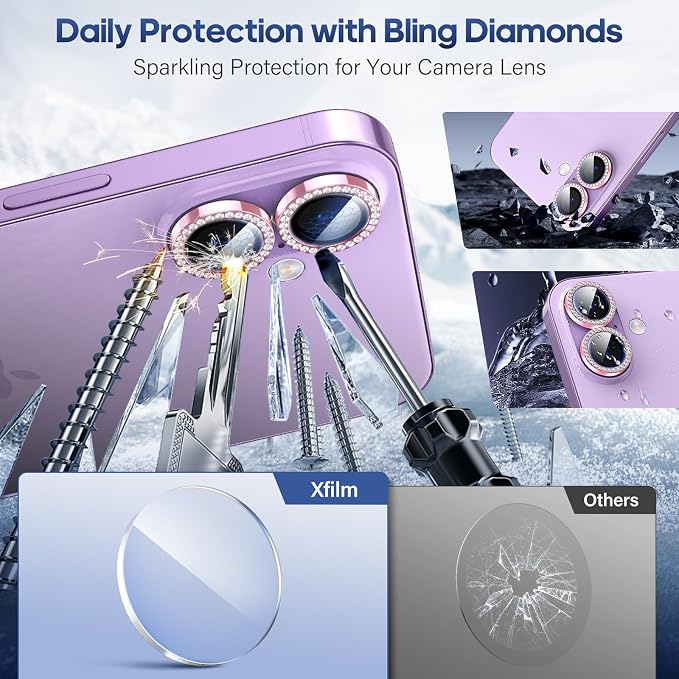 for iPhone 17 Camera Lens Protector Cover Bling Diamond, Pink | Individual Metal, 9H Hardness, Scratch Resistant, Shockproof, Drop Protection, Case Friendly, Stylish Accessories - Image 3