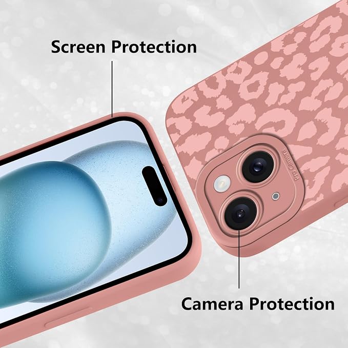 Cute Pink Cheetah Print Phone Case for iPhone 15 Plus 6.7" | Aesthetic Leopard Pattern Design Cover Full Camera Lens Protective Shockproof Soft Slim TPU Funda for Women Girls - Image 5