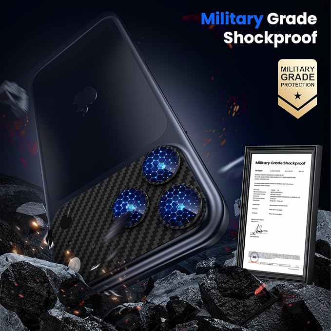 WSKEN for iPhone 17 Pro Max Camera Lens Protector - Military Grade Design | Strong Adhesion, Daily Shatterproof, Metal Aluminum Alloy Tempered Glass Camera Screen Protector, Carbon Fiber Texture - Image 4