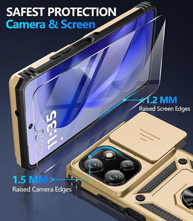 Taisairu for Motorola Moto G Power 2026/G Power 2025 Case with Screen Protector & Slide Camera Lens Cover, Built-in Ring Stand Cover for Moto G Power 2025/Moto G Power 2026 Case (Gold) - Image 7