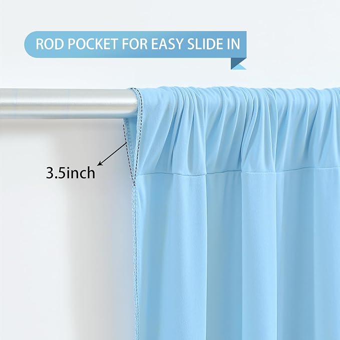 Blue Backdrop Curtains 10 Panels - Wrinkle-Free Light Blue Curtains Polyester Photography Drapes Photo Background for Baby Shower Birthday Party Decorations- 40 X10FT - Image 5