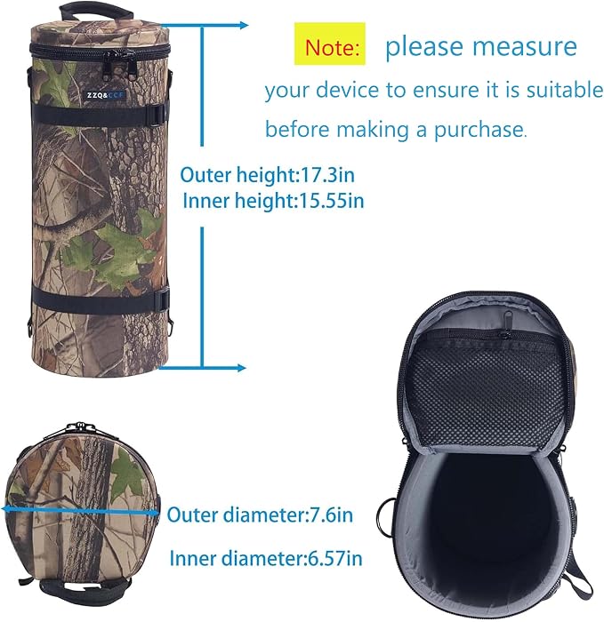 ZZQ&CCF Camera Lens Case Bag for Nikon Z 600 F/6.3 VR S/AF-S 500mm, for Sony FE 300 F/2.8 GM OSS/Sigma 150-600 etc., Water Resistant Protective Camera Lens Pouch for Super Telephoto Zoom Lens #Leaf - Image 2