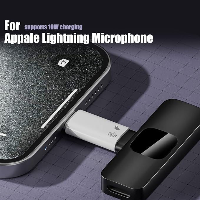 2 Pack Type C to Lightning Microphone Adapter for Lavalier Microphone, USB C Male to Lightning Female Converter for charging your phone,Such as iPhone17/16/15 series, iPad, Not for headphones and data - Image 3
