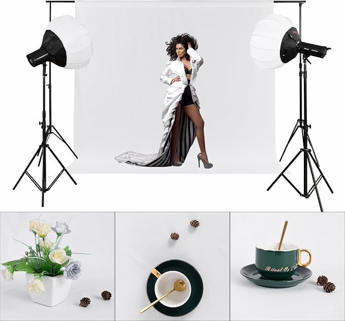 Joccun 8X10FT White Backdrop Background for Photography,Polyester Backdrop Curtain Background Screen for Photography,Photoshoot,Video Recording,Studio(8X10ft,White) - Image 4