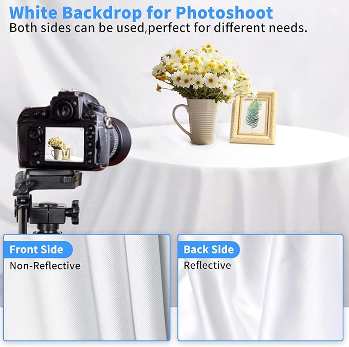 HEMMOTOP Photo Backdrop Curtains, 5x7 ft White Backdrop for Photoshoot, White Photography Seamless Backdrops Background for Easter, Birthday Party, Halloween, Photo, Projector Screen (Pack of 2) - Image 6