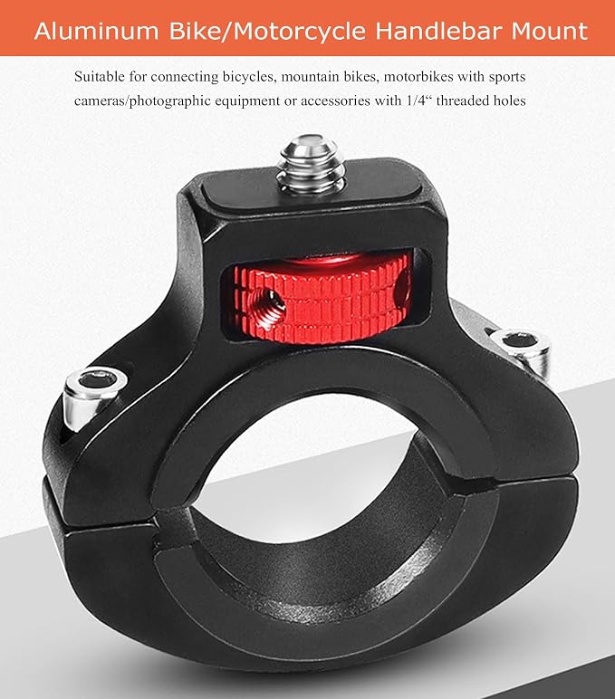 Niewalda Aluminum Bike/Motorcycle Handlebar Mount, 360° Rotary | Action Camera Mount for Vlogging, Compatible with GoPro, Insta360, DJI & Fill Light, Anti-Reverse Reinforced Design - Image 5