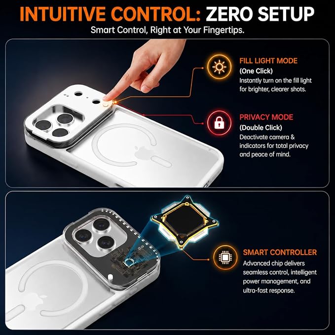 tesha Selfie Light Case for iPhone 17 Pro Max, MagSafe, Camera Detector | 2-Level LED Brightness, IR Hidden Camera Scanner, Drop Protection, Rechargeable Light Up Cover, No APP Needed for Video Vlog - Image 9